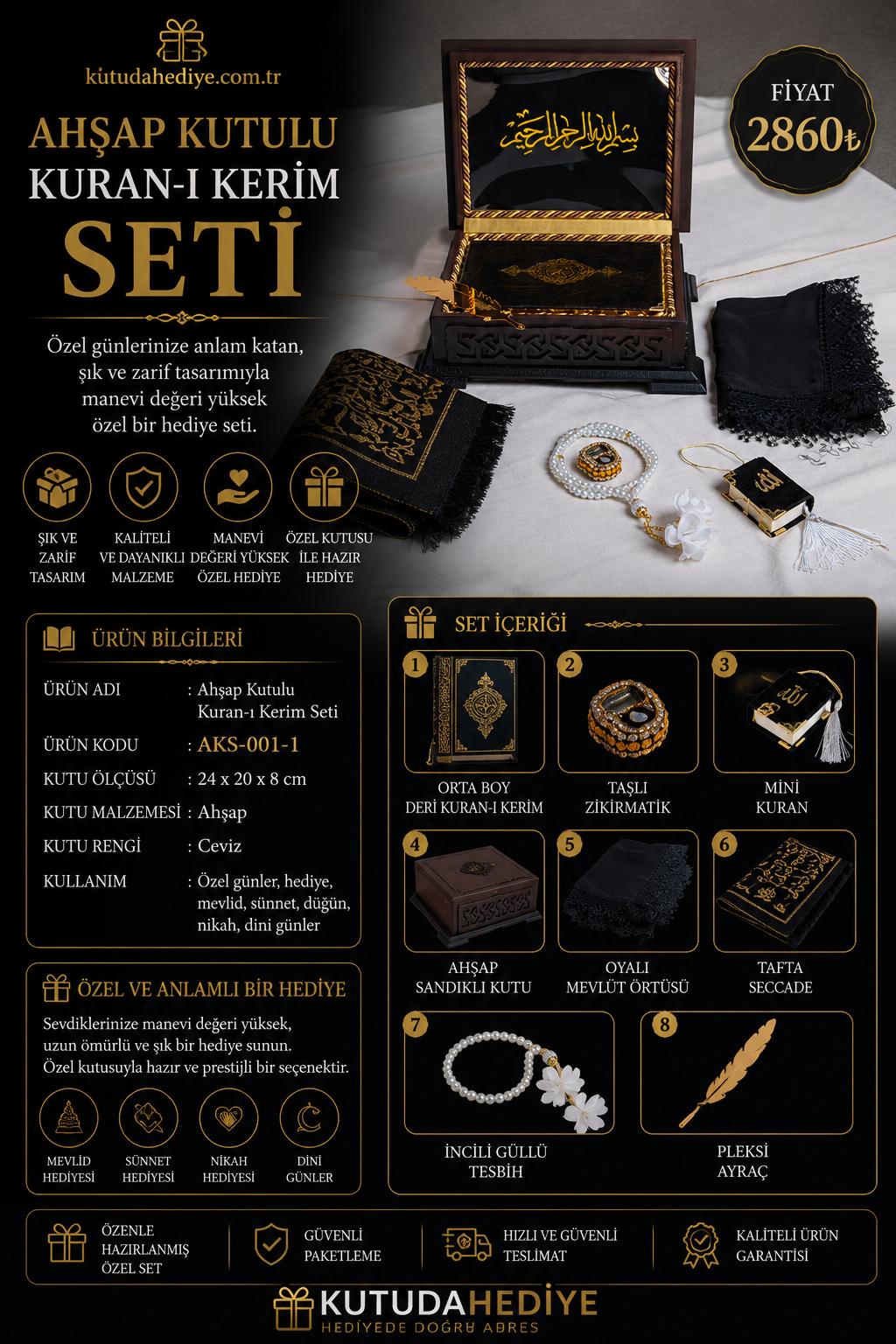 Ahşap Sandıklı Kuran Seti